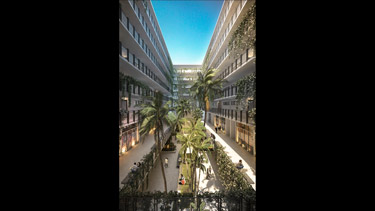 24th Street West entrance to the interior courtyard, retail and lifestyle shopping